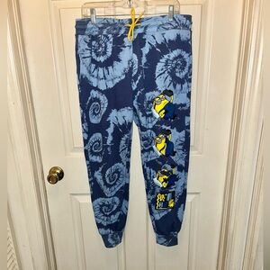 MINION Tie Dye Minions Jogger Sweatpants. Sz XL. Waist 34. Inseam 29.